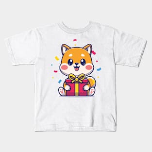 Cute Kawaii Cat with Gift Kids T-Shirt